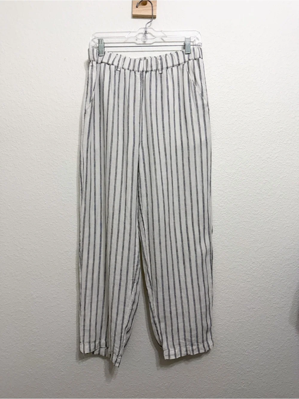 Quince 100% Linen Striped Ankle Pants Medium